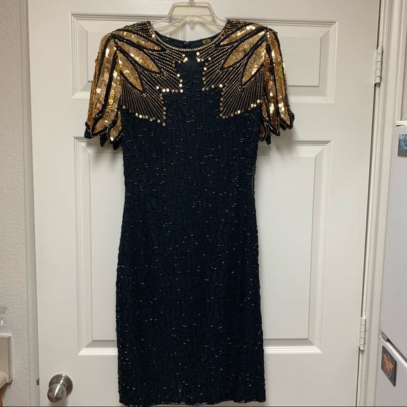 1980s Silk Hand-Beaded Cocktail Dress - Picture 8 of 12
